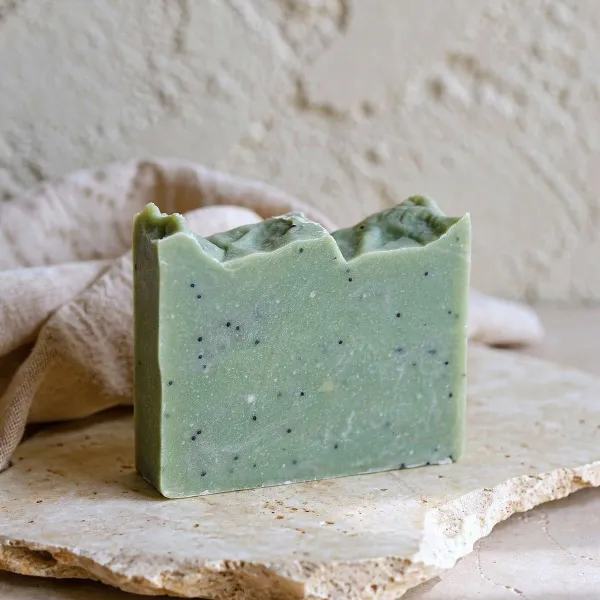 Yeşil, mavi haşhaş tohumlu Aloe Vera Sabunu